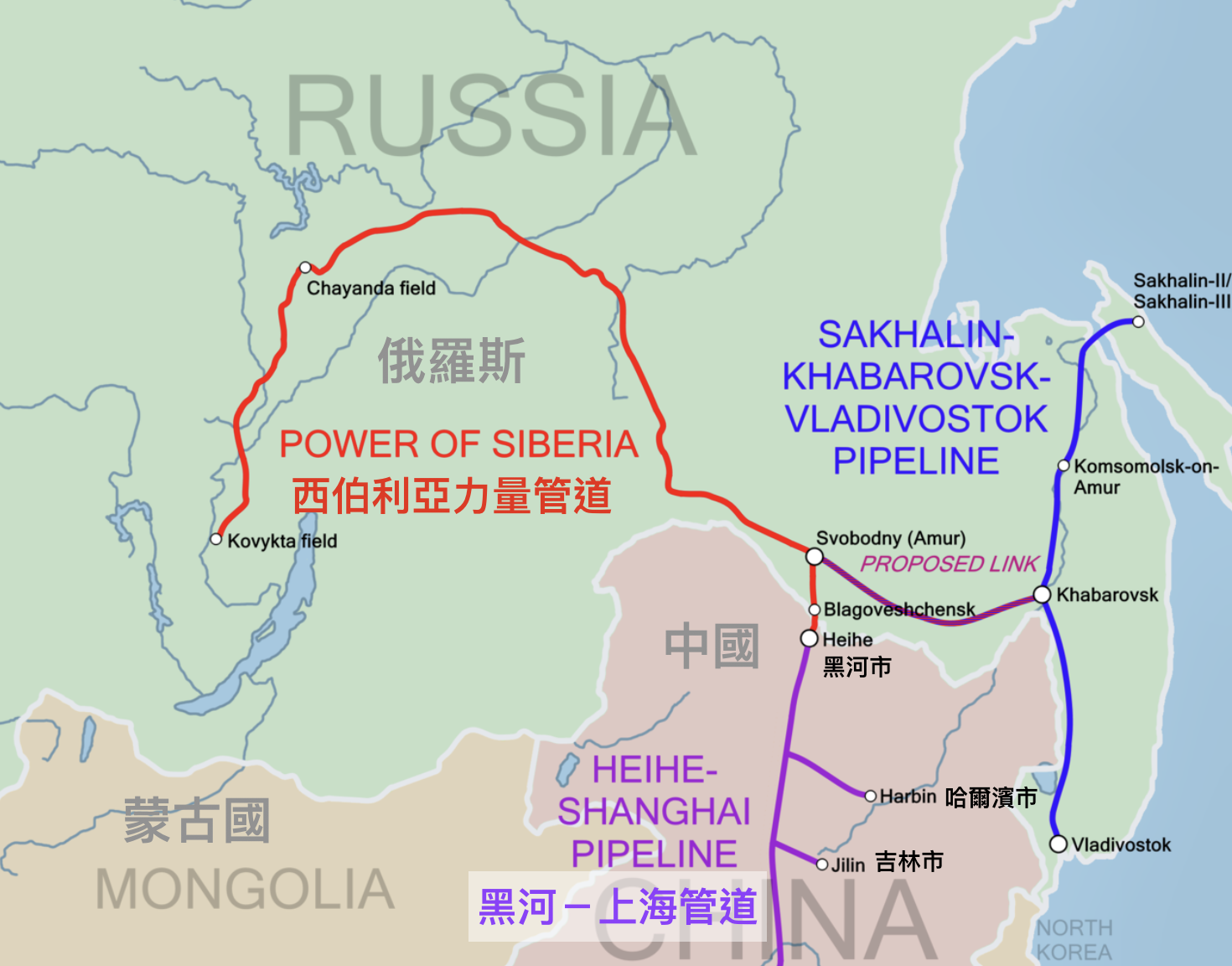 中俄油氣戰略管道成型