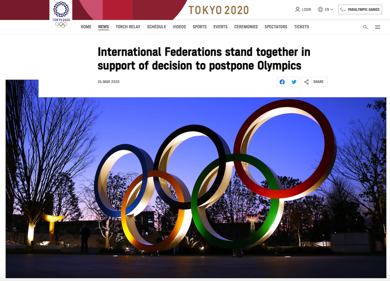 不敵運動選手齊施壓　東京奧運延期
