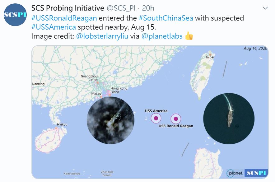 打臉馬英九！中國宣布台海軍演　美軍雷根號航艦航近東沙島