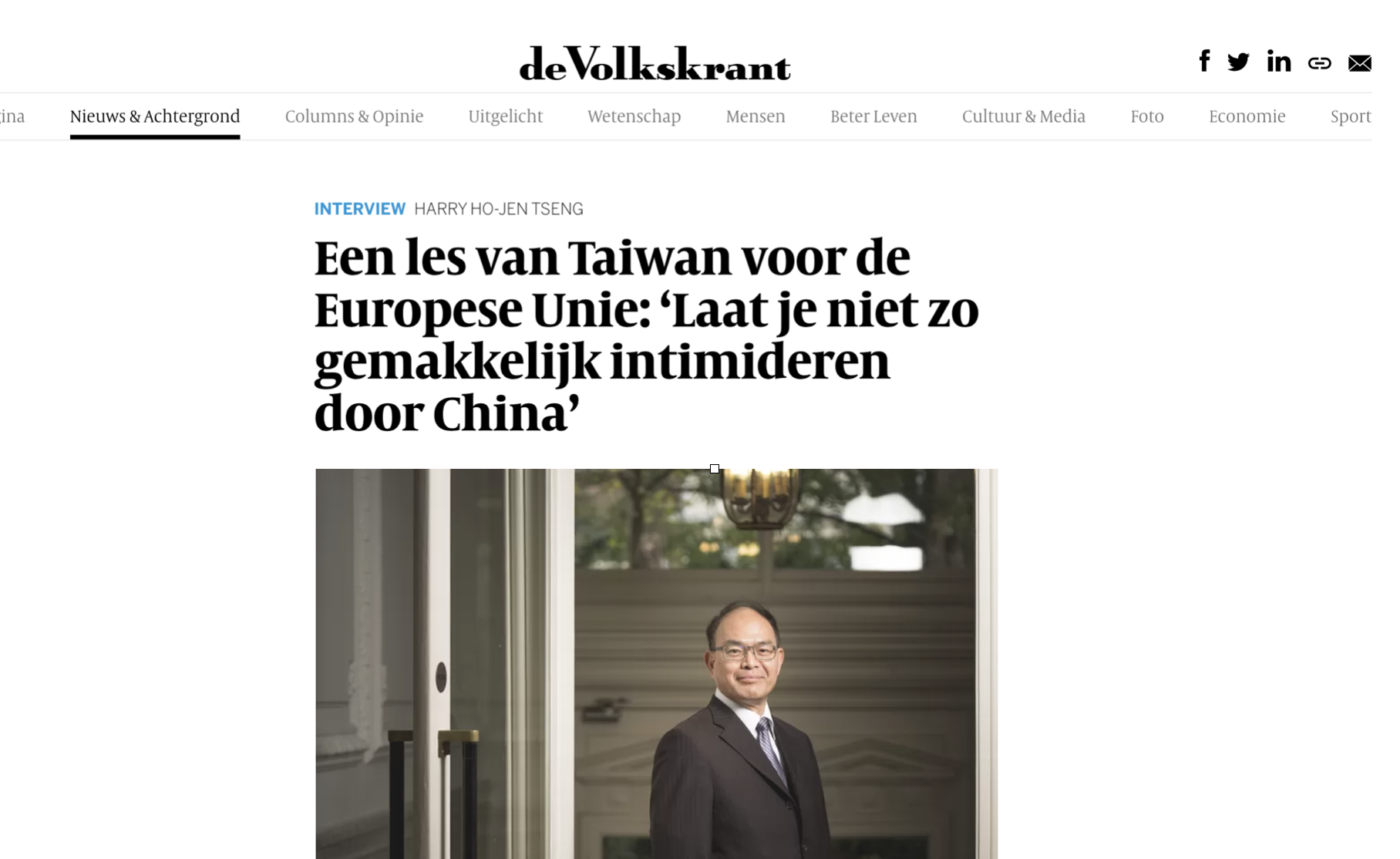 台外交次長接受荷媒訪問：別那麼容易被中國嚇倒！歐盟籌碼比台灣多