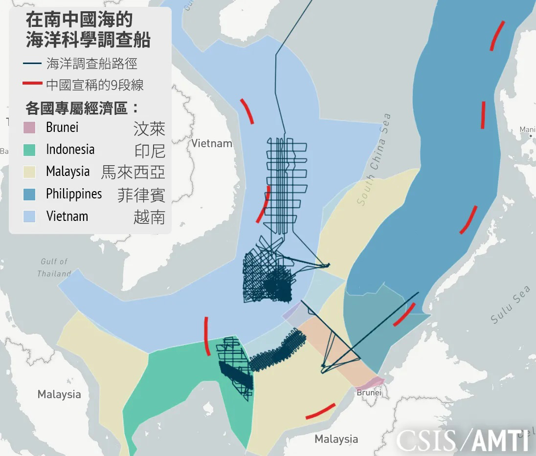 軍民融合的海洋調查：AMTI對中國科研船在南中國海足跡分析
