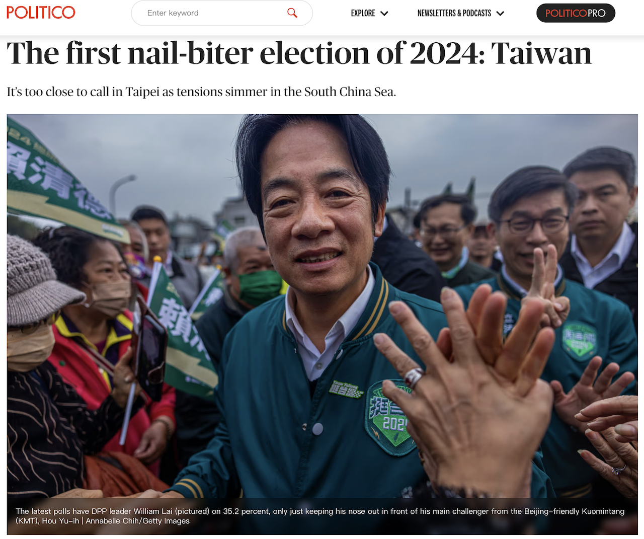 ​歐媒Politico：中國散布假消息左右台灣大選