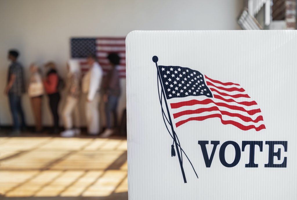 Ameican democracy voting booth